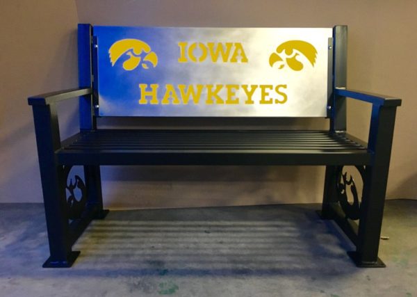 Iowa Hawkeye heavy duty bench, gold accent
